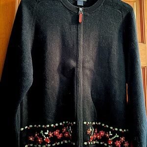 Zip front black Woolrich sweater